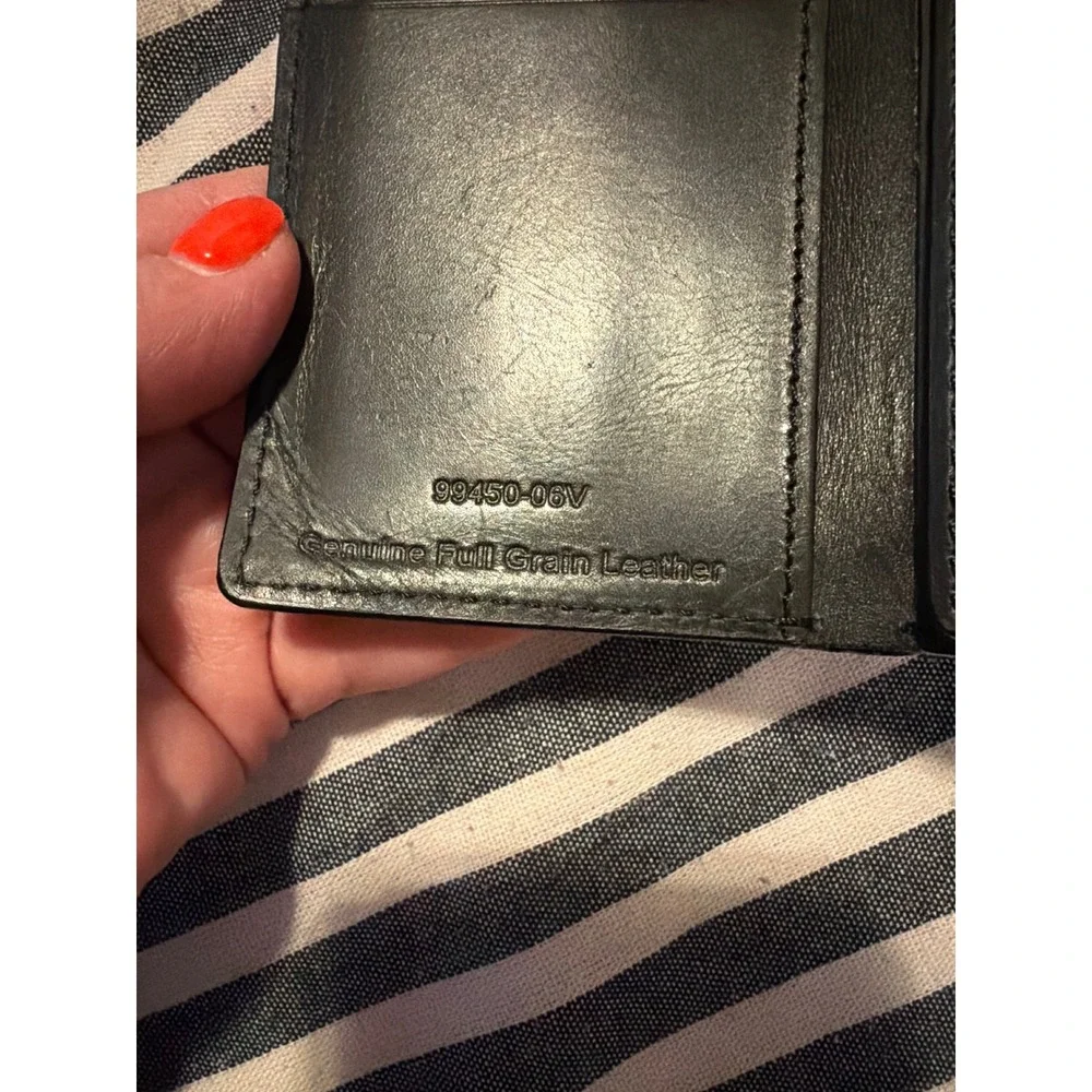 Harley-Davidson Mens Black Full Grain Leather Trifold Wallet 99450-06V Embossed